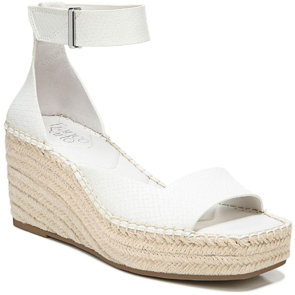 Franco Sarto Womens Camera White Faux Leather Open Toe Espadrilles Shoes NWT